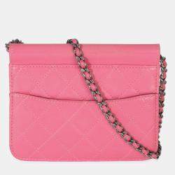 مملوكة مسبقًا Chanel Pink Quilted Lambskin Mini Crossing Times Flap Bag
