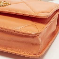 Pre Owned محفظة شانيل جلد برتقالي 19 بسلسلة