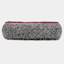 Pre Owned حقيبة شانيل فلاب مزدوجة بطبعات متعددة قماش تويد CC أحمر متوسط