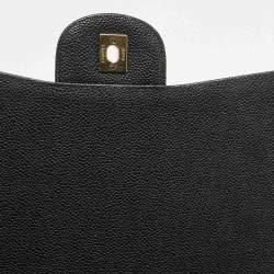 Pre Owned Chanel Classic Single Flap Maxi Black Caviar Quilted Leather Bag