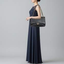 Pre Owned Chanel Classic Single Flap Maxi Black Caviar Quilted Leather Bag