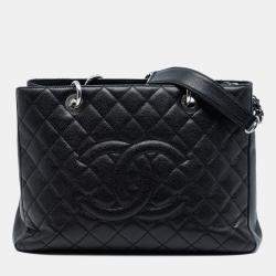 Pre Owned Chanel Black Caviar Grand Shopping Tote