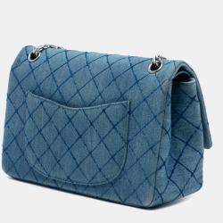 Pre Owned Chanel Blue Reissue 2.55 Quilted Denim Double Flap 226
