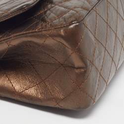 Pre Owned Chanel Reissue 2.55 226 Metallic Brown Quilted Aged Leather Flap Bag