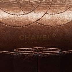 Pre Owned Chanel Reissue 2.55 226 Metallic Brown Quilted Aged Leather Flap Bag