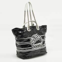 Pre Owned Chanel La Pausa Black/White Coated Canvas Shopper Tote
