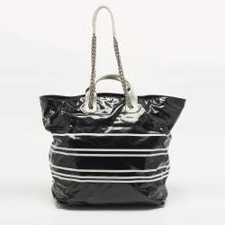 Pre Owned Chanel La Pausa Black/White Coated Canvas Shopper Tote