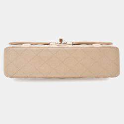 مملوكة مسبقًا حقيبة شانيل بني كافيار متلألئة كلاسيكية متوسطة مزدوجة الطية