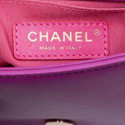 Pre Owned Chanel Purple Mini Lambskin Giant Crystal CC Flap
