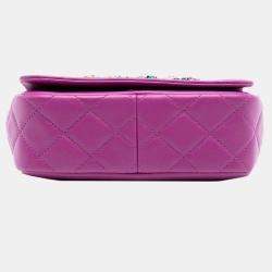 Pre Owned Chanel Purple Mini Lambskin Giant Crystal CC Flap