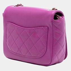 Pre Owned Chanel Purple Mini Lambskin Giant Crystal CC Flap