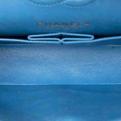 Pre Owned Chanel Blue Small Classic Caviar Double Flap