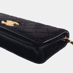 مملوكة مسبقًا حقيبة سلسلة شاني ل تشانيل كويلتد قطيفة سوداء سي سي شرق غرب