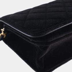 مملوكة مسبقًا حقيبة سلسلة شاني ل تشانيل كويلتد قطيفة سوداء سي سي شرق غرب