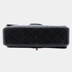 Pre Owned حقيبة شانيل سوداء وسطى جلد حملان مبطن جانبي مزدوج