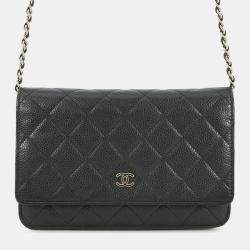 Pre Owned حقيبة شانيل شانيال ووليت على السلسلة الكافيار كوادير س. س. السوداء