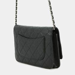 Pre Owned حقيبة شانيل شانيال ووليت على السلسلة الكافيار كوادير س. س. السوداء