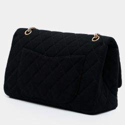 Pre Owned Chanel Black Reissue 2.55 Quilted Jersey Double Flap 227