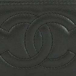 Pre Owned حقيبة شانيل فانيتي CC صغيرة مبطنة جلد حملان سوداء بسلسلة