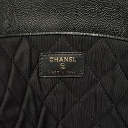 Pre Owned حقيبة كلتش شانيل كبيرة جلد كافيار أسود مبطن