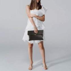 Pre Owned حقيبة كلتش شانيل كبيرة جلد كافيار أسود مبطن