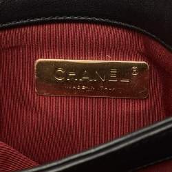 Pre Owned حقيبة شانيل قلاب أكورديون لؤلؤ سي سي جل د مبطن سوداء صغيرة