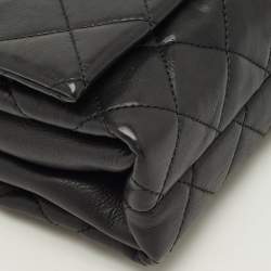 Pre Owned حقيبة شانيل قلاب أكورديون لؤلؤ سي سي جلد مبطن سوداء صغيرة