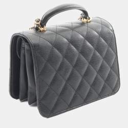 Pre Owned حقيبة كتف شانيل ماتيلاسيه من جلد البقر المحبب باللون الأسود