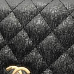 Pre Owned حقيبة كتف شانيل ماتيلاسيه من جلد البقر المحبب باللون الأسود