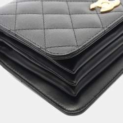 Pre Owned حقيبة كتف شانيل ماتيلاسيه من جلد البقر المحبب باللون الأسود