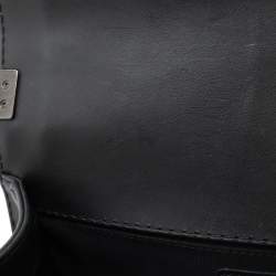 Pre Owned حقيبة كتف شانيل بوي شانيل 25 خياطة برية ماتيلس كو كو مارك سلسلة جلد العجل الناعم  أسود