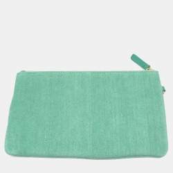 Pre Owned حقيبة شانيل ماتيلاسي شانيل 22 سلسلة كتف/يد صغيرة جينز تركواز وأخضر