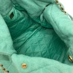 Pre Owned حقيبة شانيل ماتيلاسي شانيل 22 سلسلة كتف/يد صغيرة جينز تركواز وأخضر