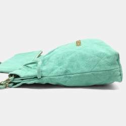 Pre Owned حقيبة شانيل ماتيلاسي شانيل 22 سلسلة كتف/يد صغيرة جينز تركواز وأخضر