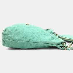 Pre Owned حقيبة شانيل ماتيلاسي شانيل 22 سلسلة كتف/يد صغيرة جينز تركواز وأخضر