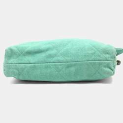 Pre Owned حقيبة شانيل ماتيلاسي شانيل 22 سلسلة كتف/يد صغيرة جينز تركواز وأخضر