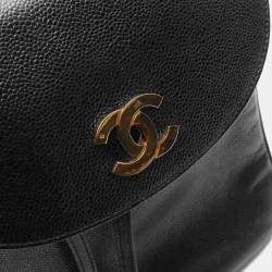 Pre Owned Chanel Coco Mark Backpack Bag In Calfskin Leather Cowhide Black