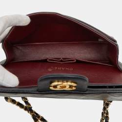 Pre Owned حقيبة كتف شانيل كوكو مارك ماتيلسي 23 مزدوجة الطي سلسلة جلد خروف أسود