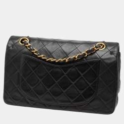 Pre Owned حقيبة كتف شانيل كوكو مارك ماتيلسي 23 مزدوجة الطي سلسلة جلد خروف أسود