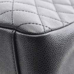 Pre Owned حقيبة توت شانيل غراندي شوبينغ جلد عجل محبب أسود ماتلأسه