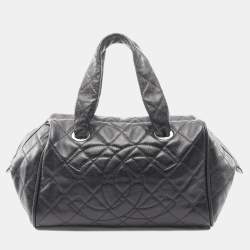 Pre Owned Chanel Matelasse Large Coco Mark Handbag In Caviar Grained Calfskin Black