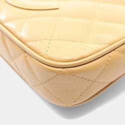 Pre Owned Chanel Matelasse Shoulder Bag In Caviar Grained Calfskin Beige