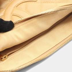 Pre Owned Chanel Matelasse Shoulder Bag In Caviar Grained Calfskin Beige