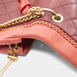 Pre Owned حقيبة كتف شانيل ماتيلاسي جلد الحمل بورودو وأورانج