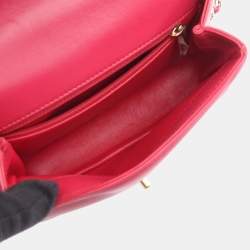 Pre Owned Chanel Red Lambskin Leather Shoulder Bag 