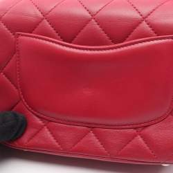 Pre Owned Chanel Red Lambskin Leather Shoulder Bag 