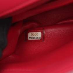 Pre Owned Chanel Red Lambskin Leather Shoulder Bag 