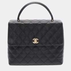 Pre Owned Chanel Matelasse Handbag In Caviar Grained Calfskin Black