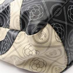 Pre Owned Chanel Coco Mark Camellia Tote Bag Coated Canvas And Leather Black Beige