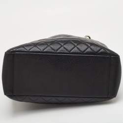 Pre Owned Chanel Black Quilted Caviar Leather GST Shopper Tote